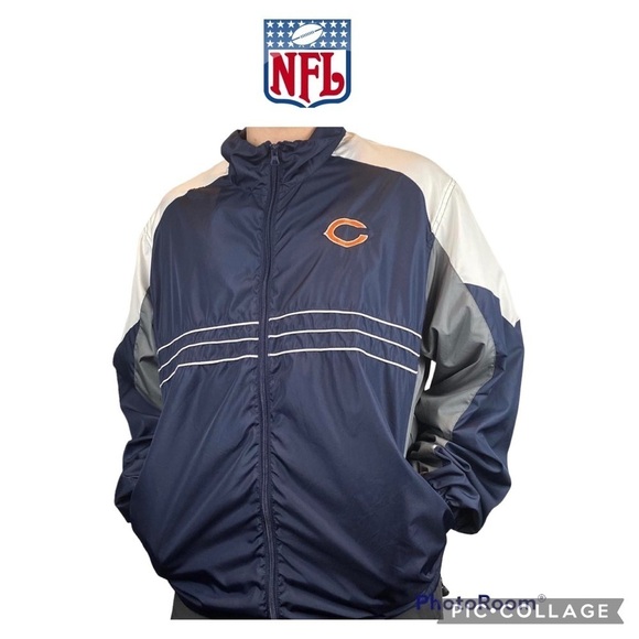 NFL Chicago Bears Team Apparel full zip vintage windbreaker jacket size L - Picture 1 of 9
